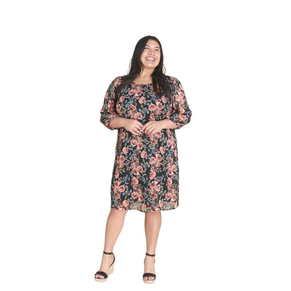 Connected Apparel JULIA PUMPKIN FLORAL SHEATH DRESS size 14